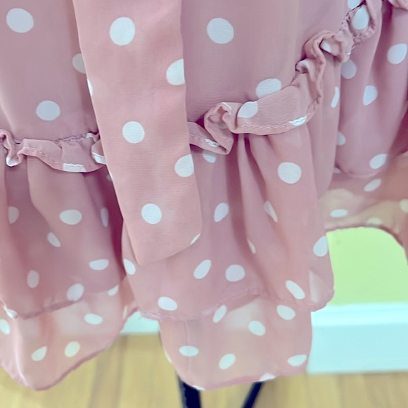 B. DARLIN Pink Polka Dot Ruffled  Dress Size 5/6 - Picture 5 of 8
